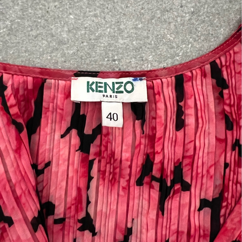 Kenzo Paris Peonie Crepe Tiered Flare Dress Size Medium - Picture 10 of 12